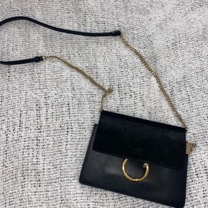 Chloe mini Faye bag black leather purse